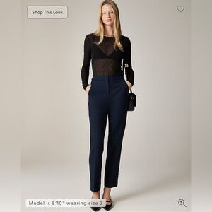 JCrew Kate pleated straight-leg navy dress pants slacks four-season stretch
